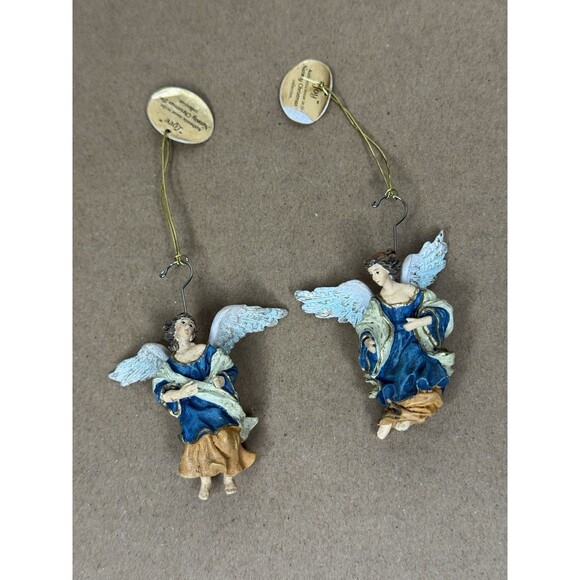 Thomas Kinkade Hawthorne Village Nativity Figures 2 Angel ornament LOVE JOY - Picture 1 of 7